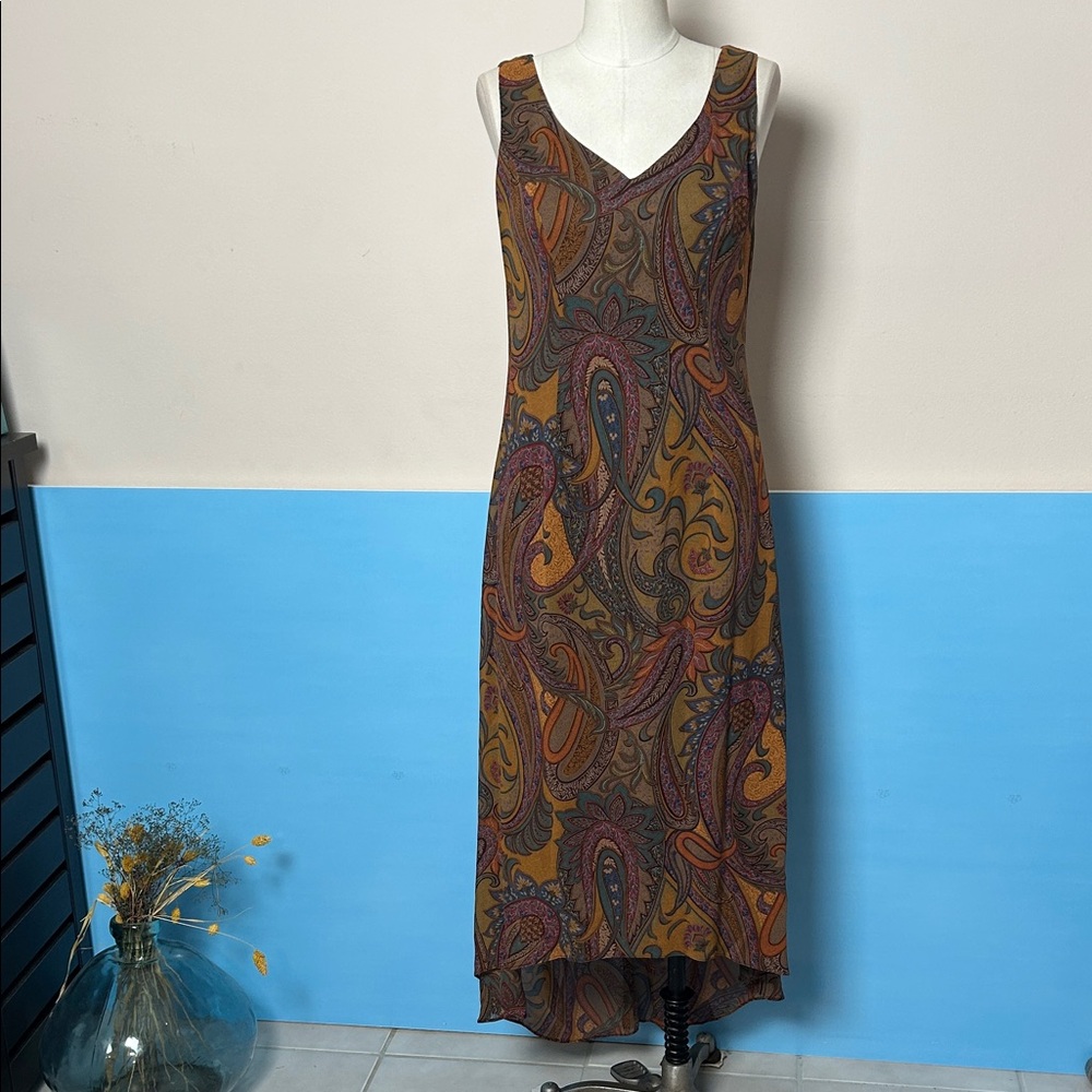 A.b.s chiffon floral vintage maxi asymmetrical sleeveless  Dress size 8